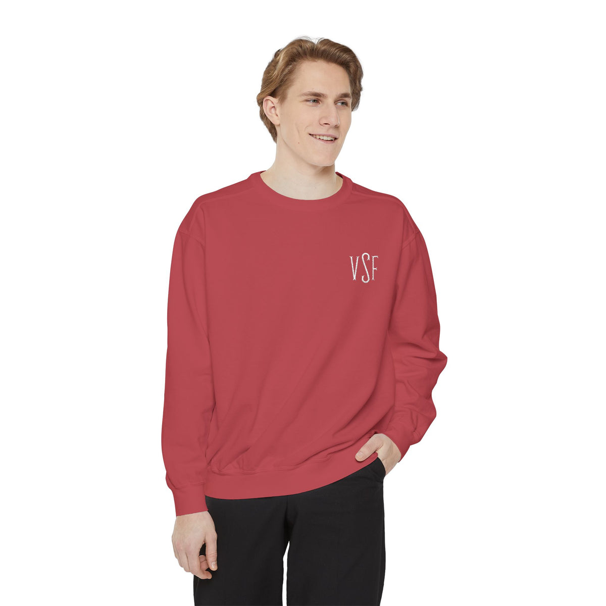 Minimal White Sweatshirt with Subtle Monogram Pocket Graphic