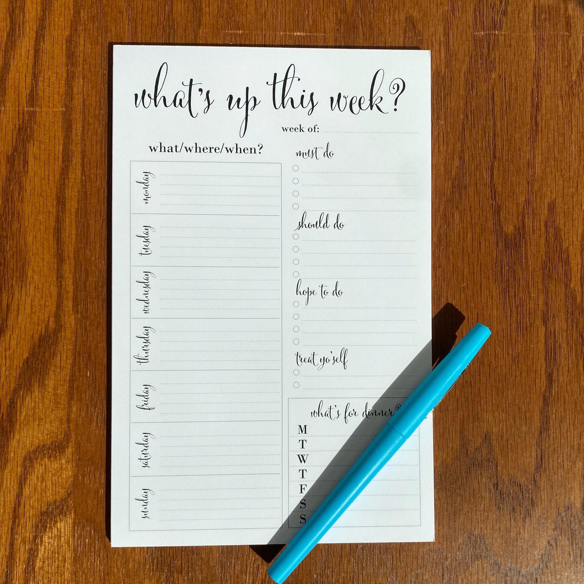 Weekly Planner Pad, Agenda Docket